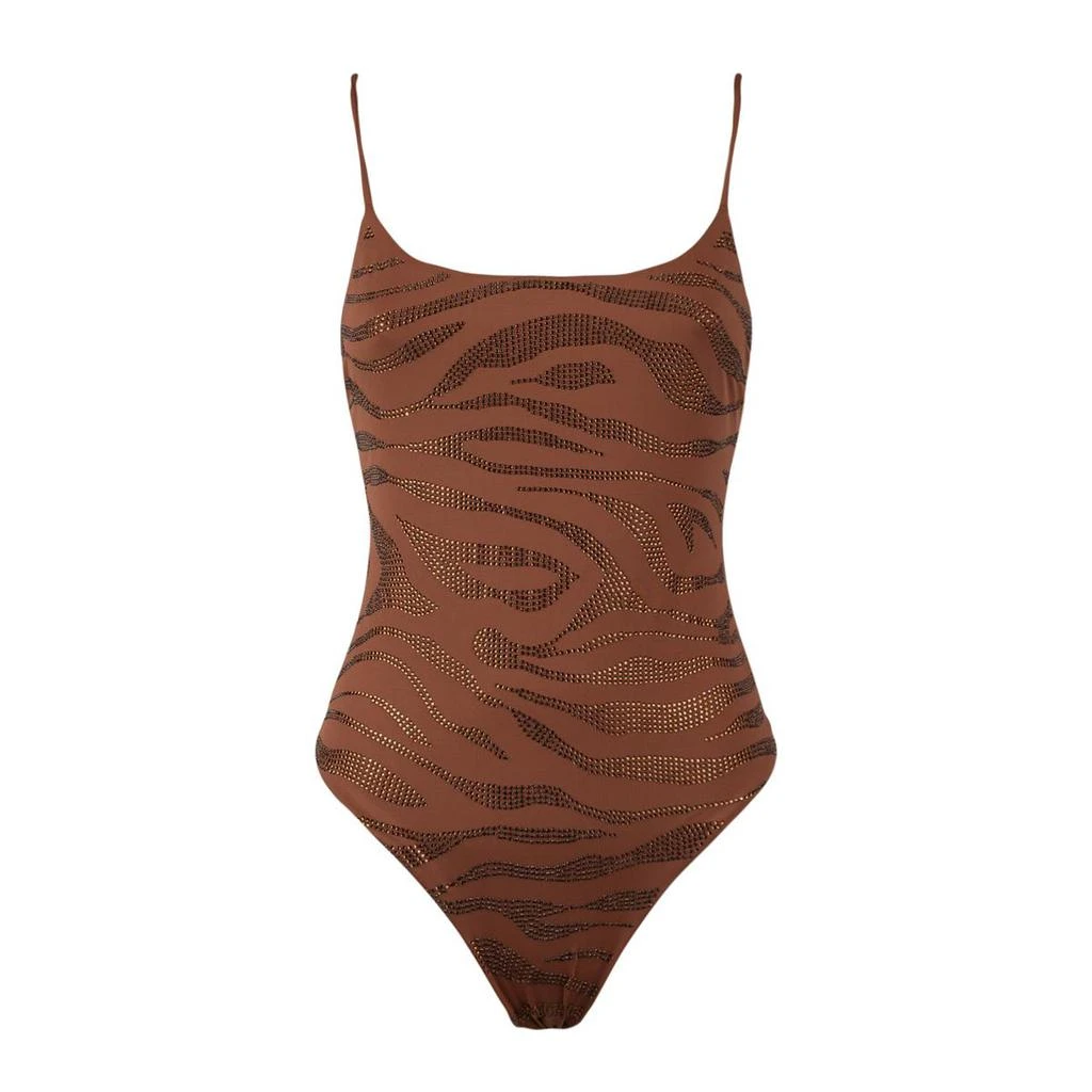Mc2 Saint Barth MC2 Saint Barth Brown One-Piece Swimsuit With Rhinestones 1