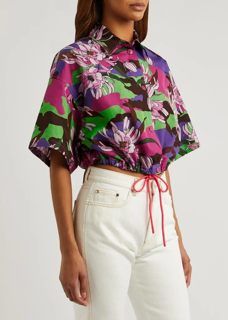 Moncler Floral-print cotton-poplin shirt  2
