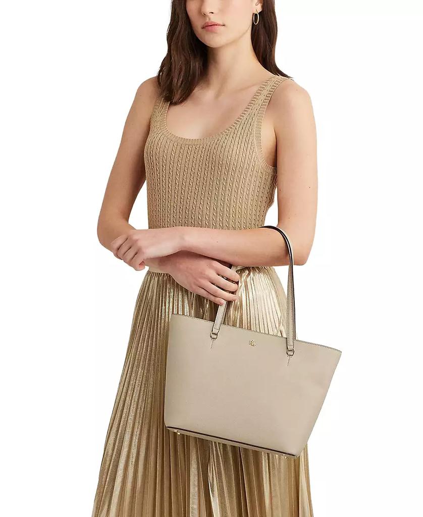 Ralph Lauren Crosshatch Leather Medium Karly Shopper Tote