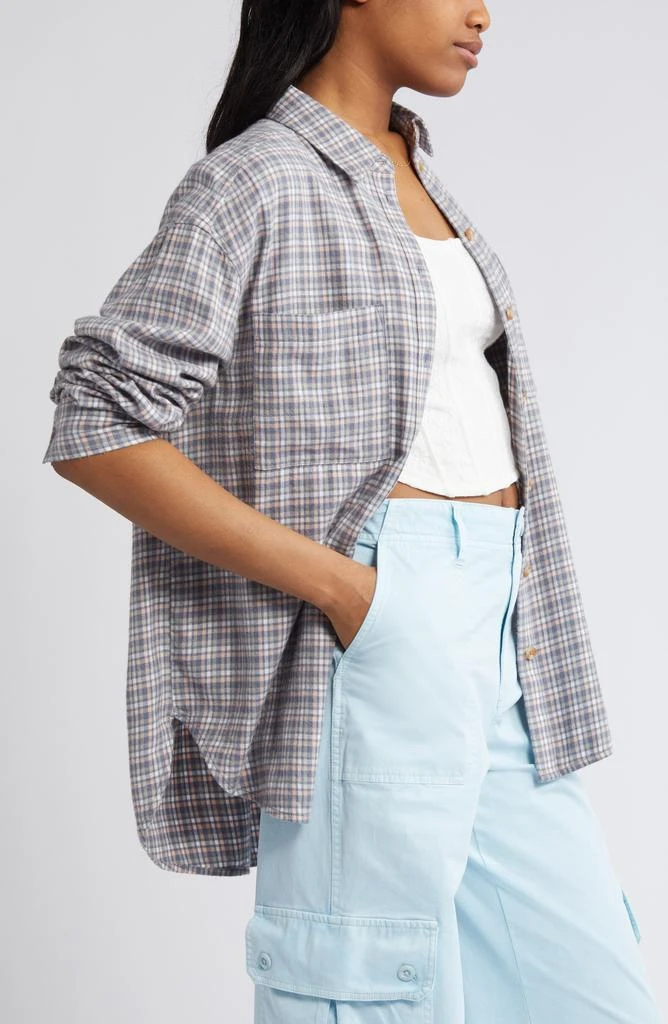 BP. Plaid Oversize Cotton Flannel Button-Up Shirt 10