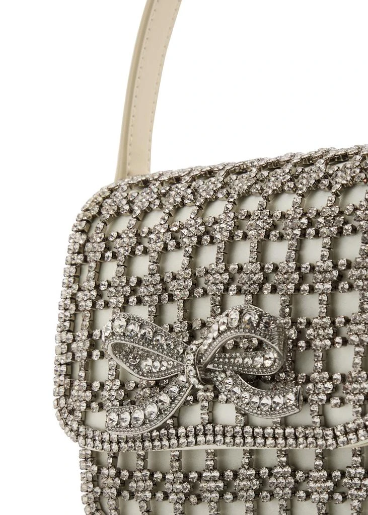 Self Portrait Micro crystal-embellished satin and leather top handle bag 3