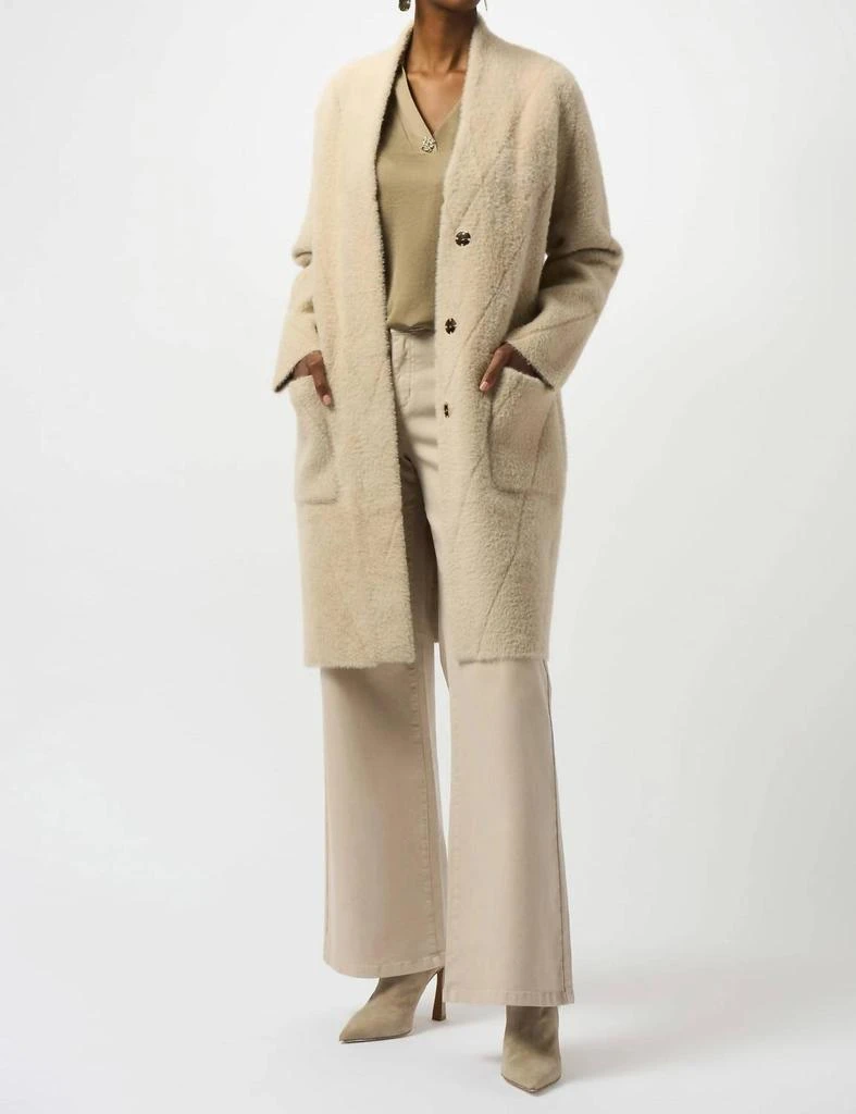 JOSEPH RIBKOFF Joseph Ribkoff - Feather Yarn Sweater Knit Coat