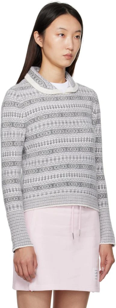 Thom Browne Gray Wool Flannel
Mohair Jacquard Sweater 2