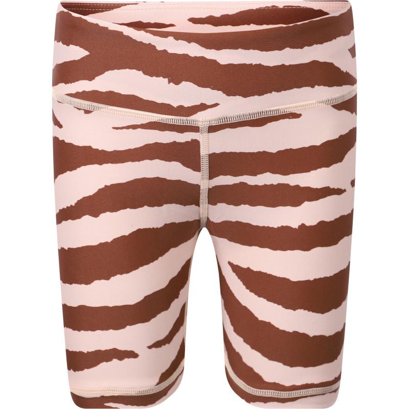 Munster Zebra stripes tight sports shorts in beige and brown