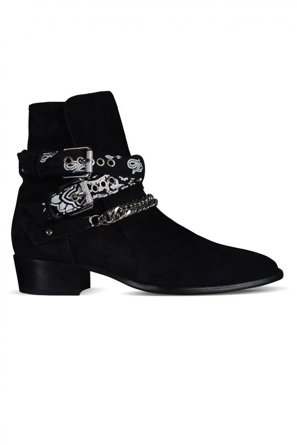 AMIRI Luxury men's ankle boots amiri bandana buckle ankle boots in black suede. 1