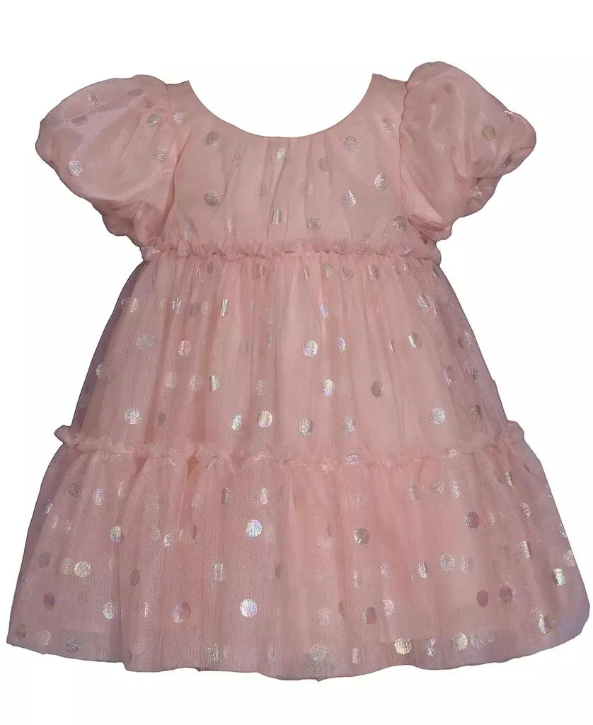 Bonnie Baby Baby Girls Puff Sleeved Foiled Dot Mesh Party Dress 1