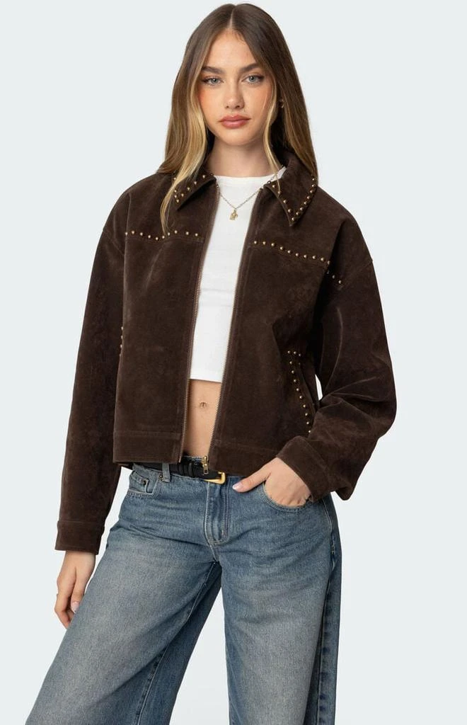 Edikted Memphis Studded Faux Suede Jacket 1