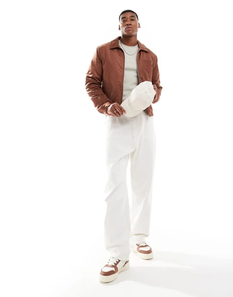 ASOS ASOS DESIGN satin harrington jacket in rust 3