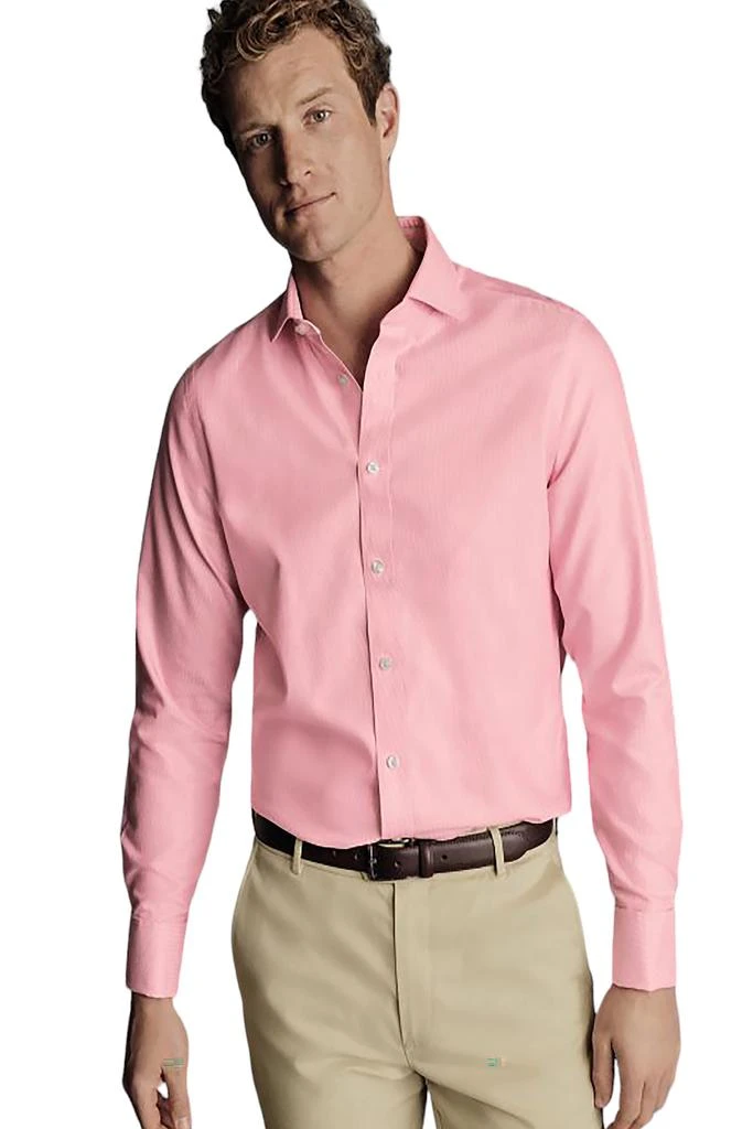 Charles Tyrwhitt Men's Non-Iron Clifton Weave Cutaway Slim Fit Shirt Single Cuff 1