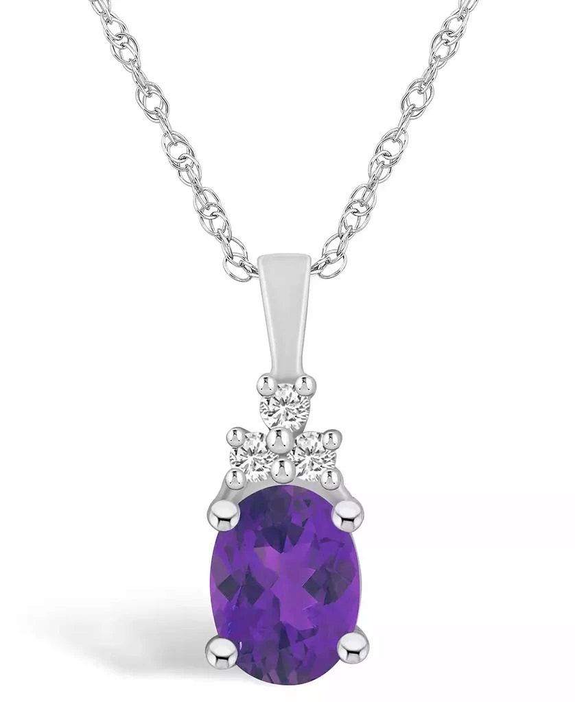 Macy's Amethyst (1-1/5 Ct. T.W.) and Diamond (1/10 Ct. T.W.) Pendant Necklace in 14K White Gold 1