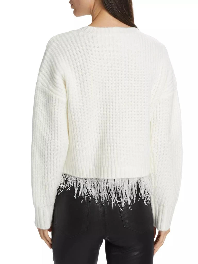 Design History Feather-Trim Rib-Knit Sweater 5