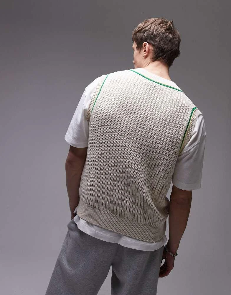 Lacoste Lacoste knitted vest jumper in off white 2