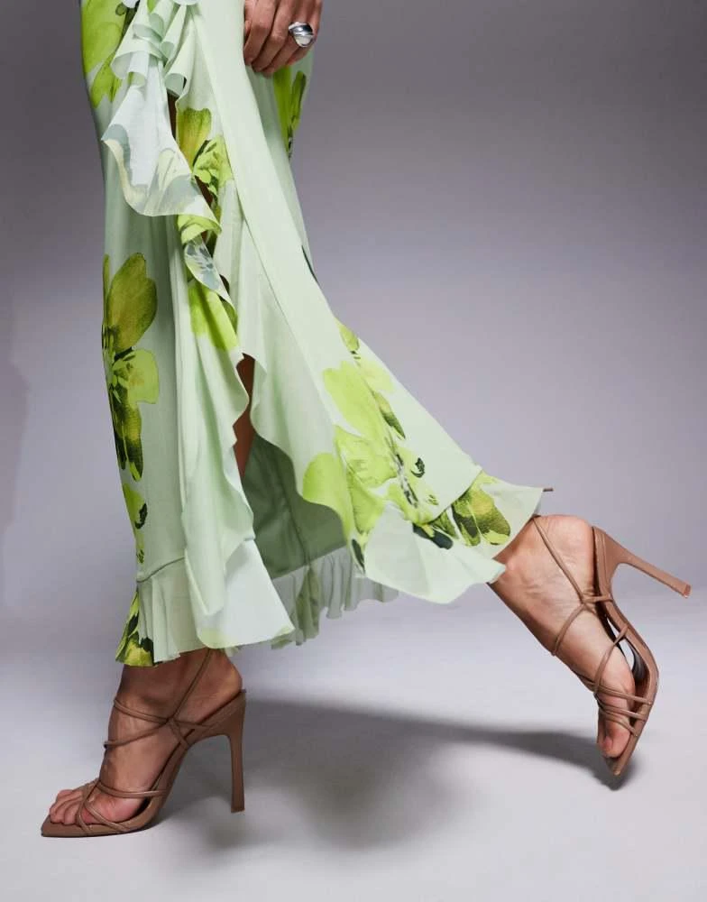 slim fit dress slacks Rent Asos Design Frill Detail Wrap Maxi Dress In Bright Lime Dobby