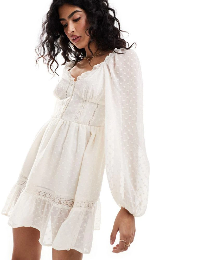 Miss Selfridge Miss Selfridge chiffon corset detail mini dress in ivory 1