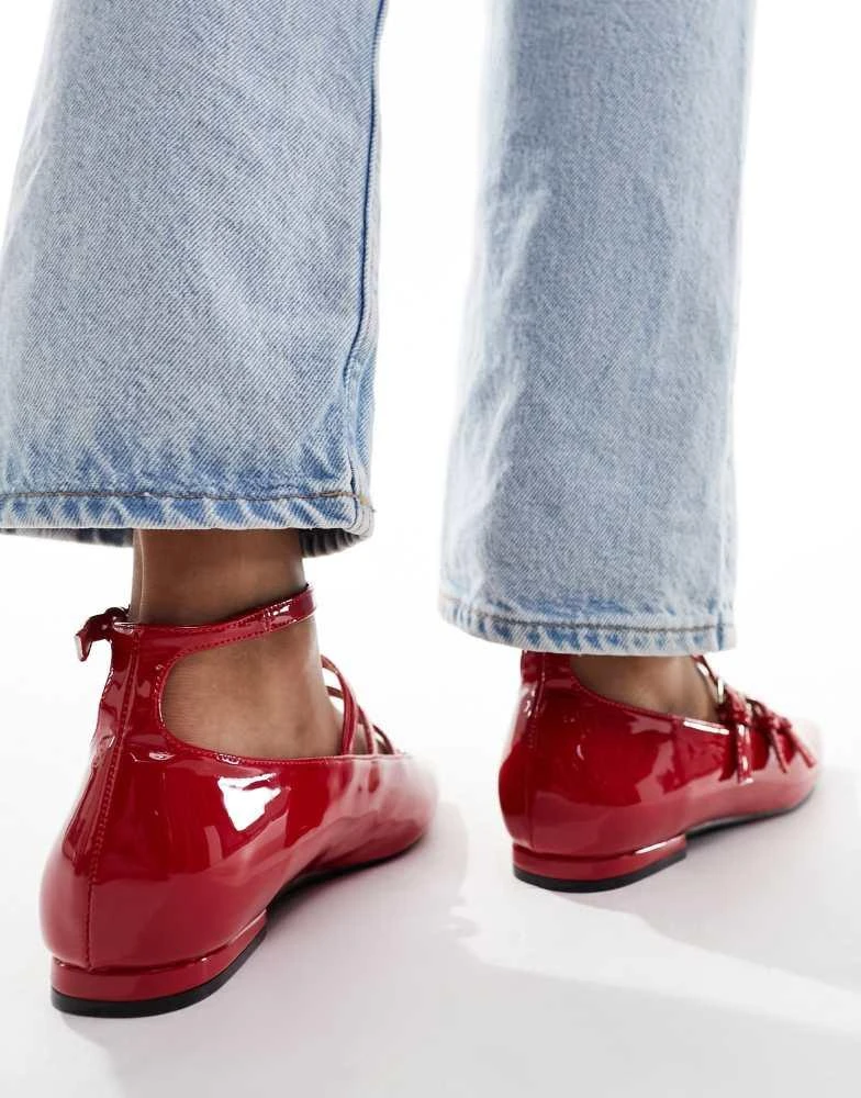 Public Desire Public Desire Sherry strappy mary jane ballet flats in cherry red patent 2