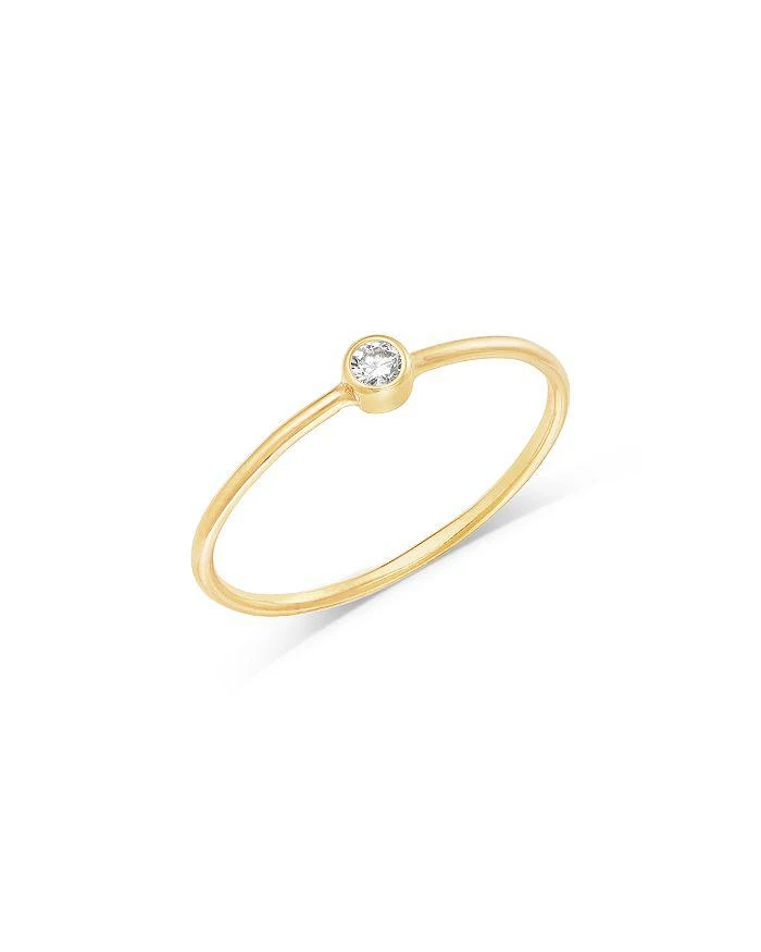 Zoe Chicco 14K Yellow Gold Bezel Diamonds Solitaire Wire Ring