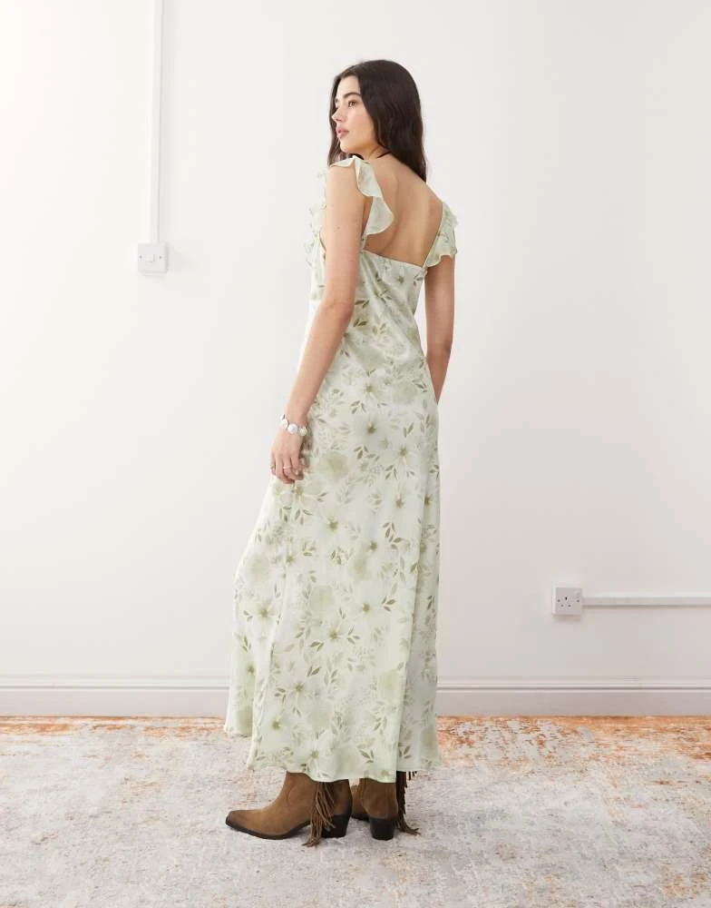 slim fit dress slacks Blooming Beauty: Floral Print Tie Shoulder Mermaid Hem Maxi Cami Dress –  Canary Houze main image 0