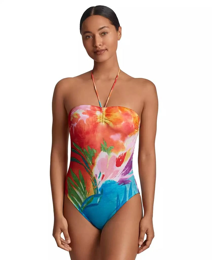 Ralph Lauren Women's Gathered-Front Bandeau One Piece Swimsuit 1