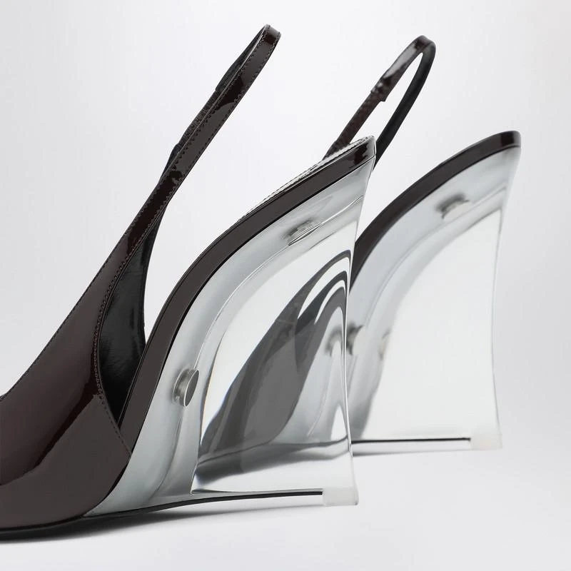 Yves Saint Laurent Brown shiny leather wedges 5