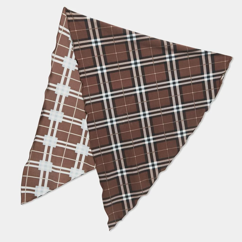 Burberry Burberry Brown Checked Jersey Triangular Scarf Top M 1