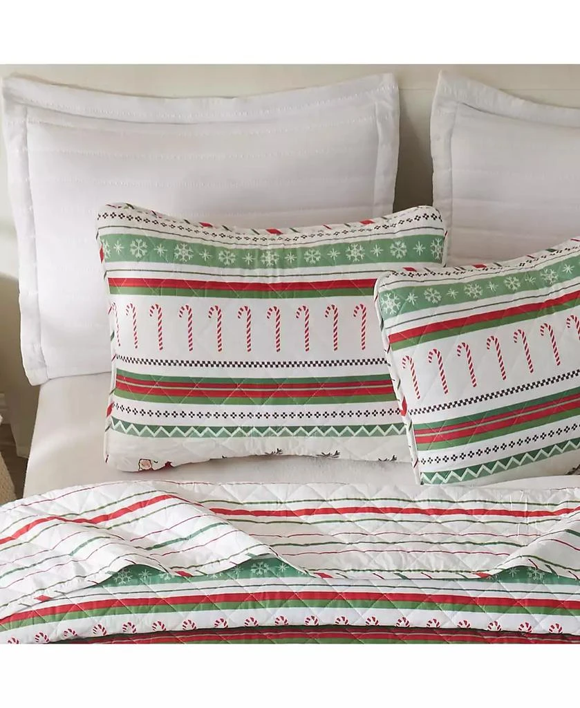 Linery 
Co Holiday Striped Microfiber Lightweight Quilt Set with Shams 2