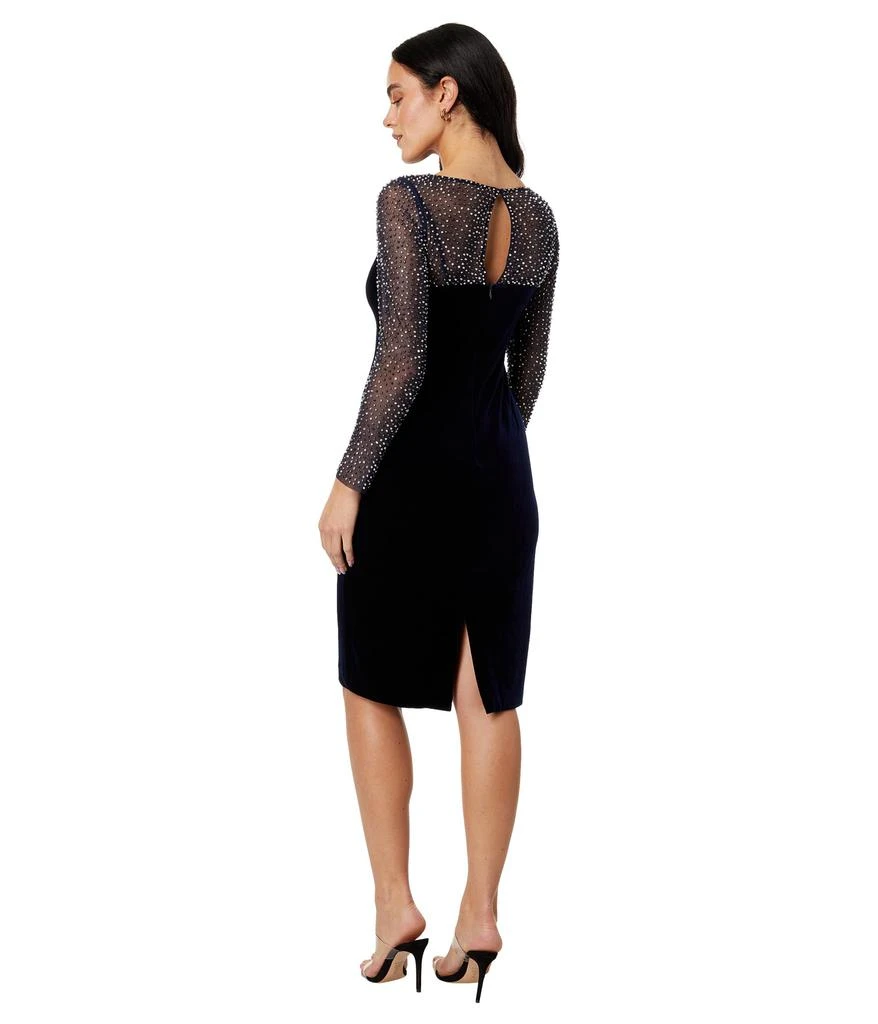Betsy & Adam Short Long Sleeve Beaded Velvet Dress 2