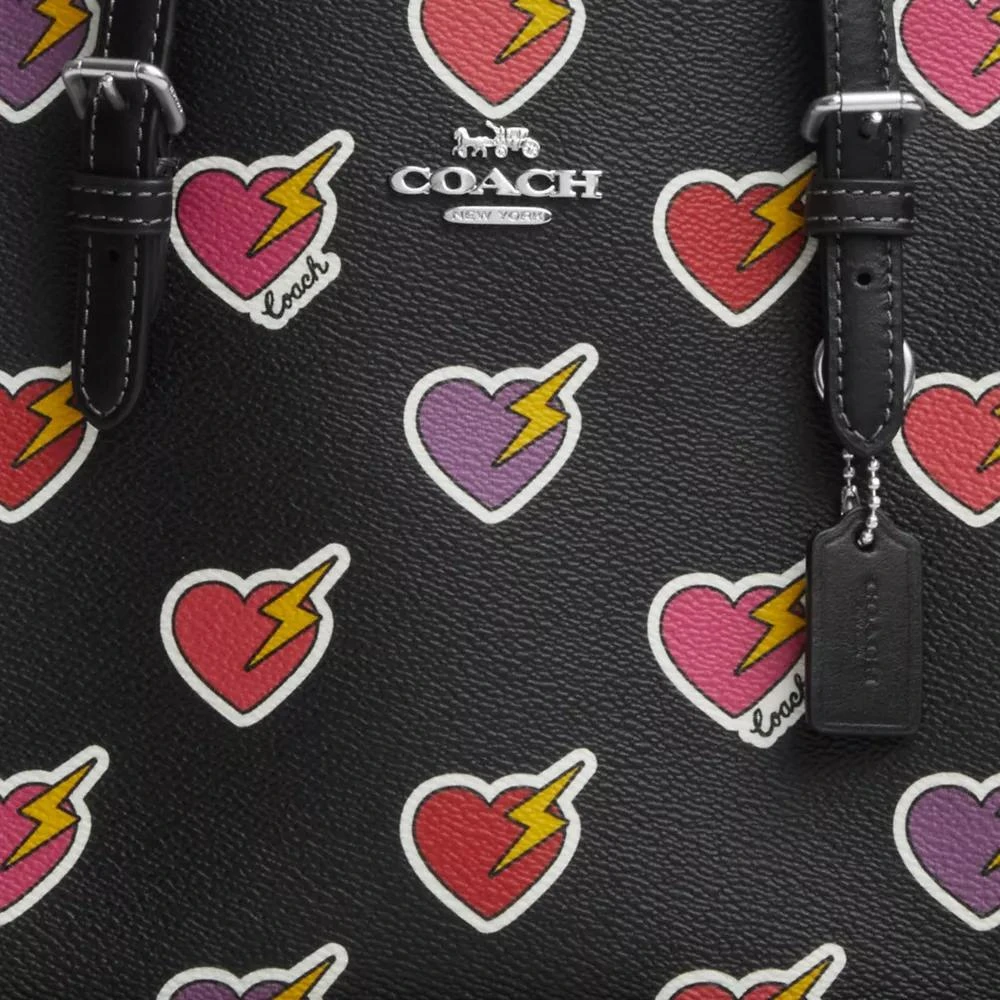 Coach Mollie Tote Bag 25 With Heart Bolt Print 7