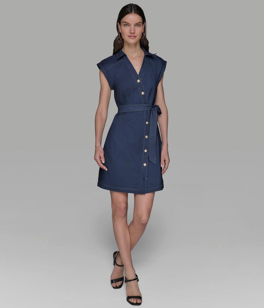 Karl Lagerfeld Paris DENIM BELTED SHIRT DRESS