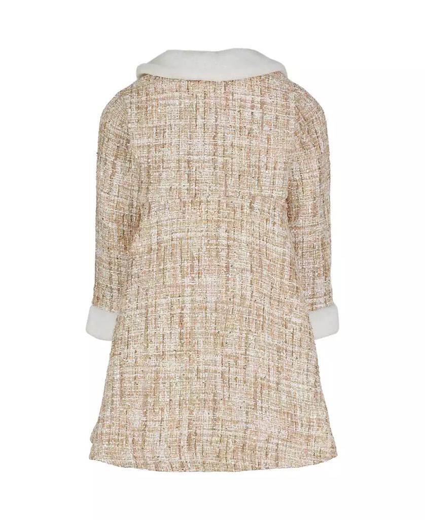 Blueberi Boulevard Baby Girls Plush Trim Tweed Dress Coat, 2-Piece Set