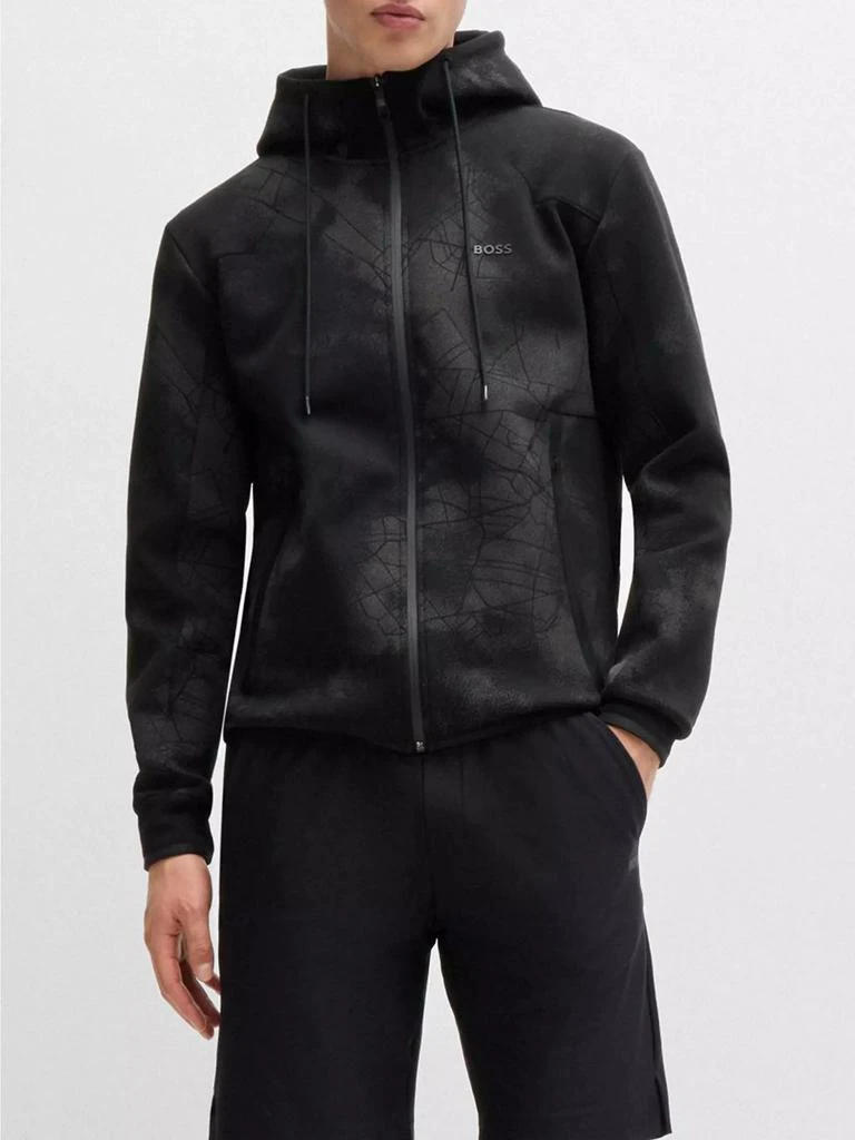 Hugo Boss Zip-Up Hoodie with Decorative Reflective Artwork 2