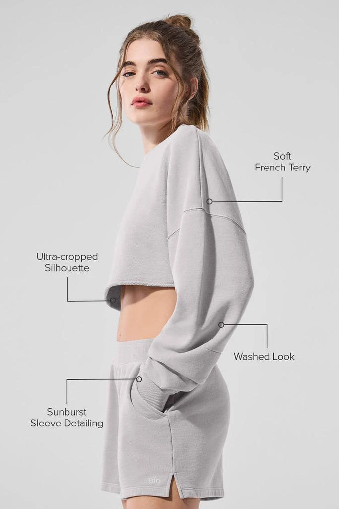Alo Washed Extreme Cropped Pullover - Cool Grey Wash 2