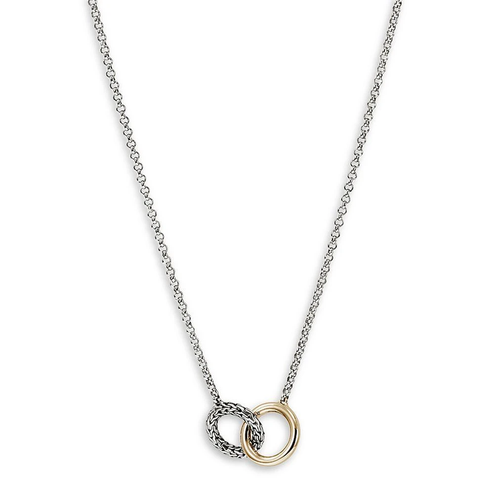 John Hardy 14K Yellow Gold & Sterling Silver JH Essentials Linked Ring Pendant Necklace, 16"-18" 1