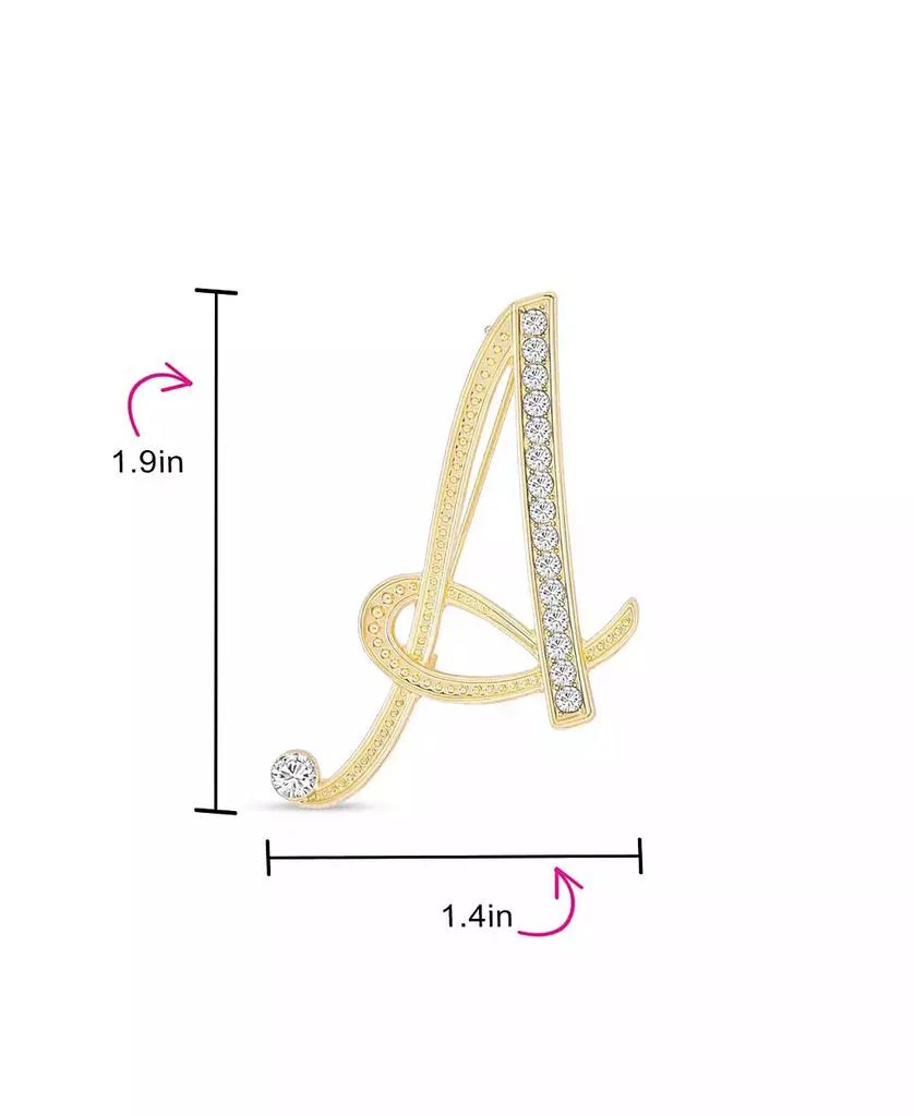 Bling Jewelry Large Statement ABC Pave Crystal Letters Initial Scarf Lapel Pin Brooch Yellow Gold Plated 2