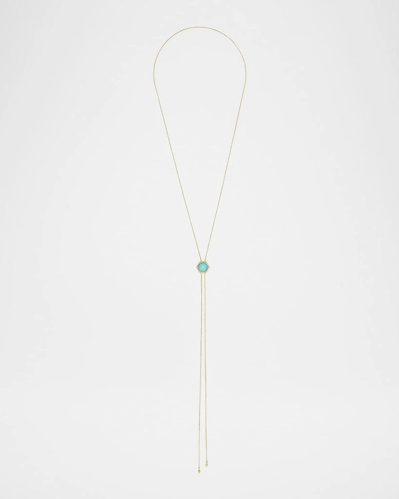 Stevie Wren Honeycomb Cabochon Gemstone & Diamond Lariat Necklace in 18K Yellow Gold 3