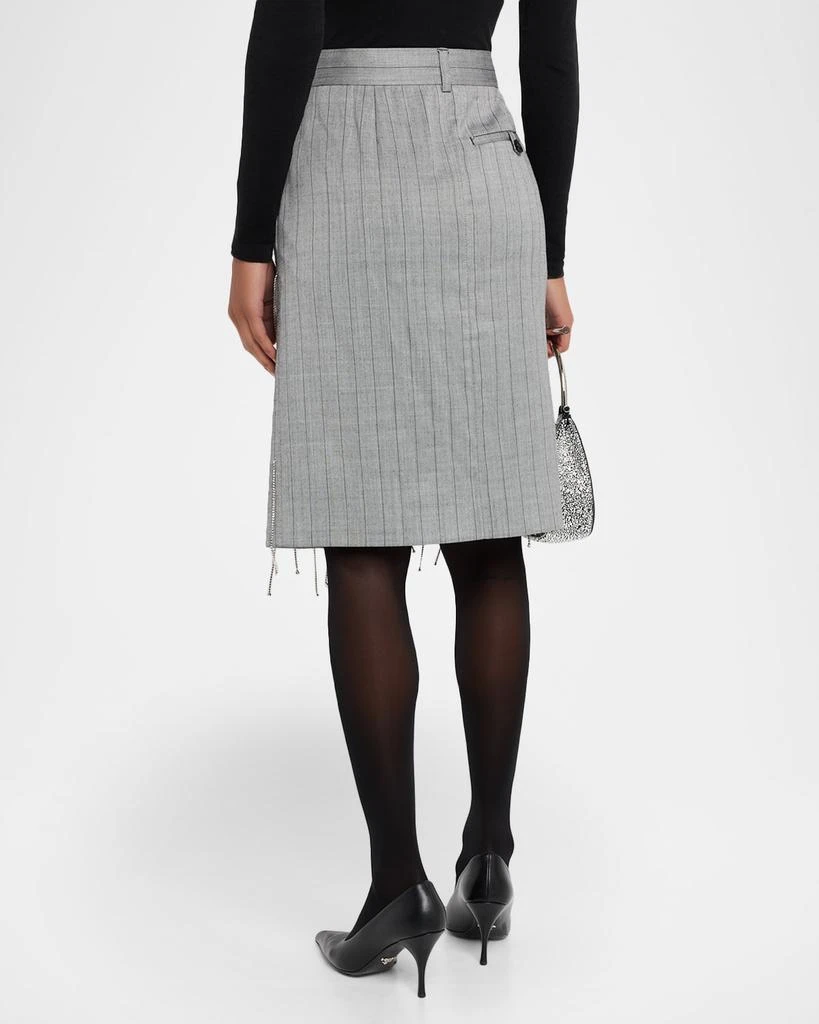 Stella McCartney Pinstripe Rhinestone Embroidered Wool Skirt 3