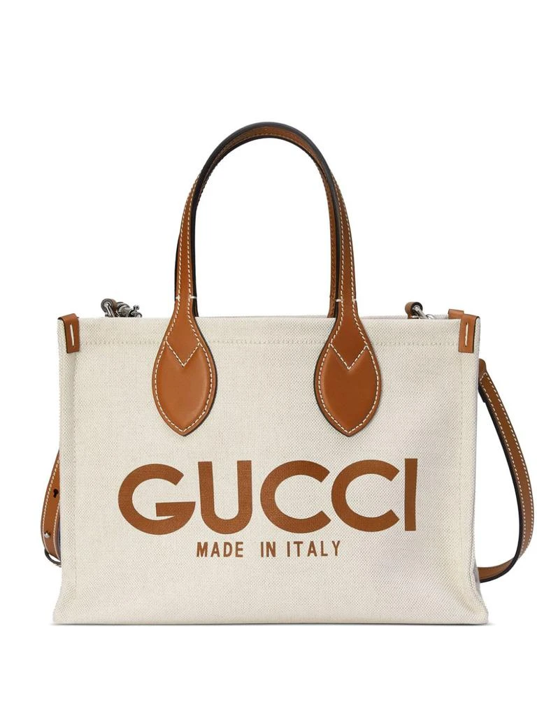 Gucci GUCCI - Linen And Leather Tote Bag 1