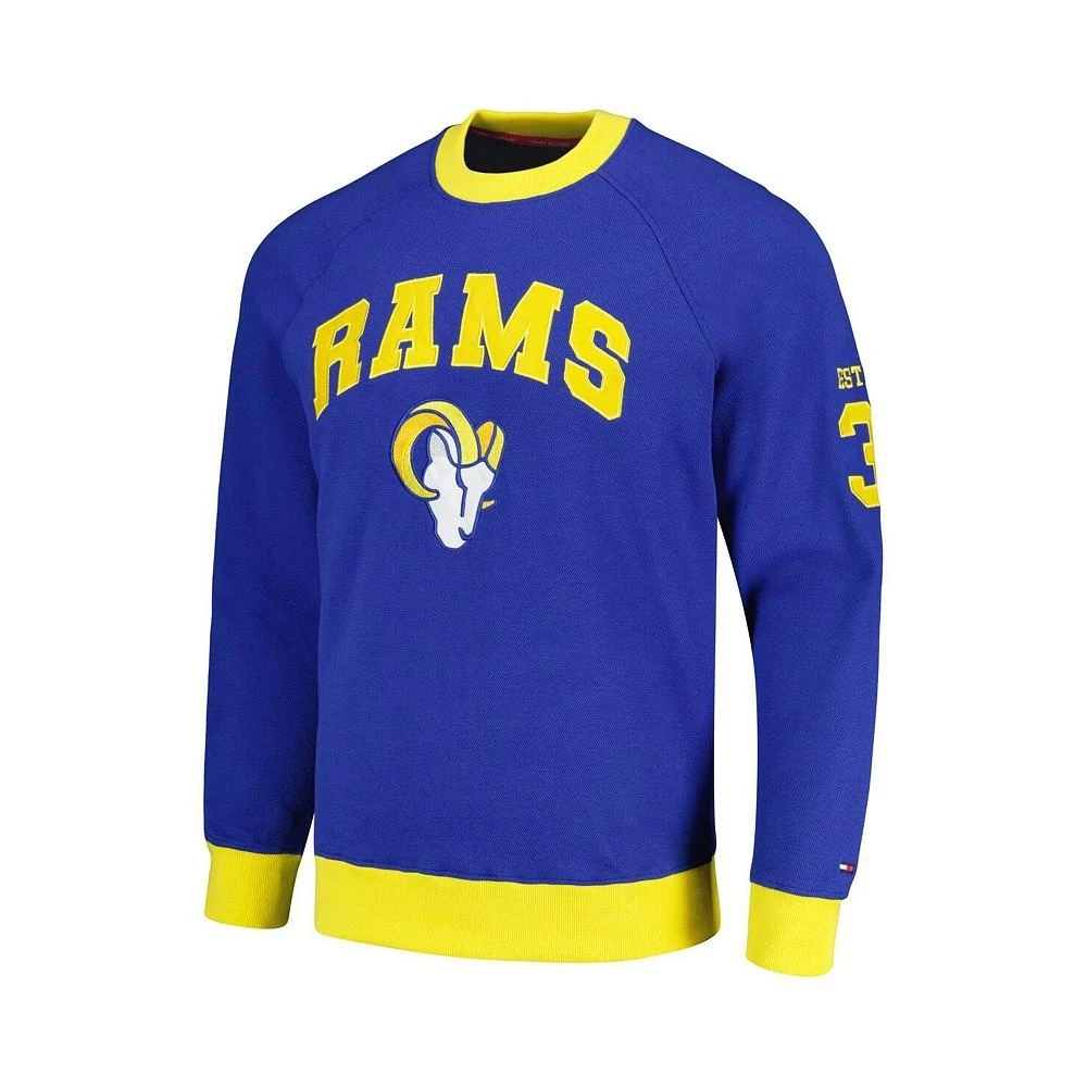 Tommy Hilfiger Men's Royal Los Angeles Rams Reese Raglan Tri-Blend Pullover Sweatshirt 3