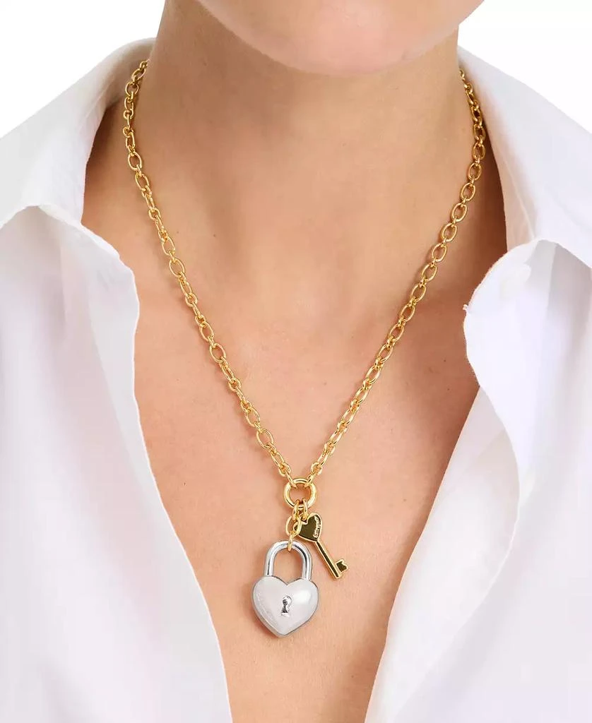 Kate Spade Two-Tone Heart Lock & Key Statement Pendant Necklace, 16" + 3" extender 3