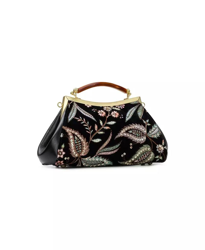 Patricia Nash Velvet Jacquard Kelmscott Frame Satchel Bag 3