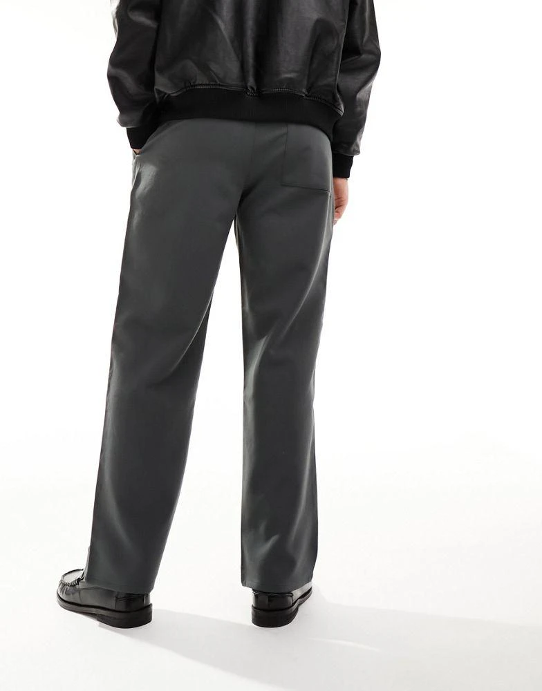 Bershka Bershka wide leg tailored trouser in grey 3