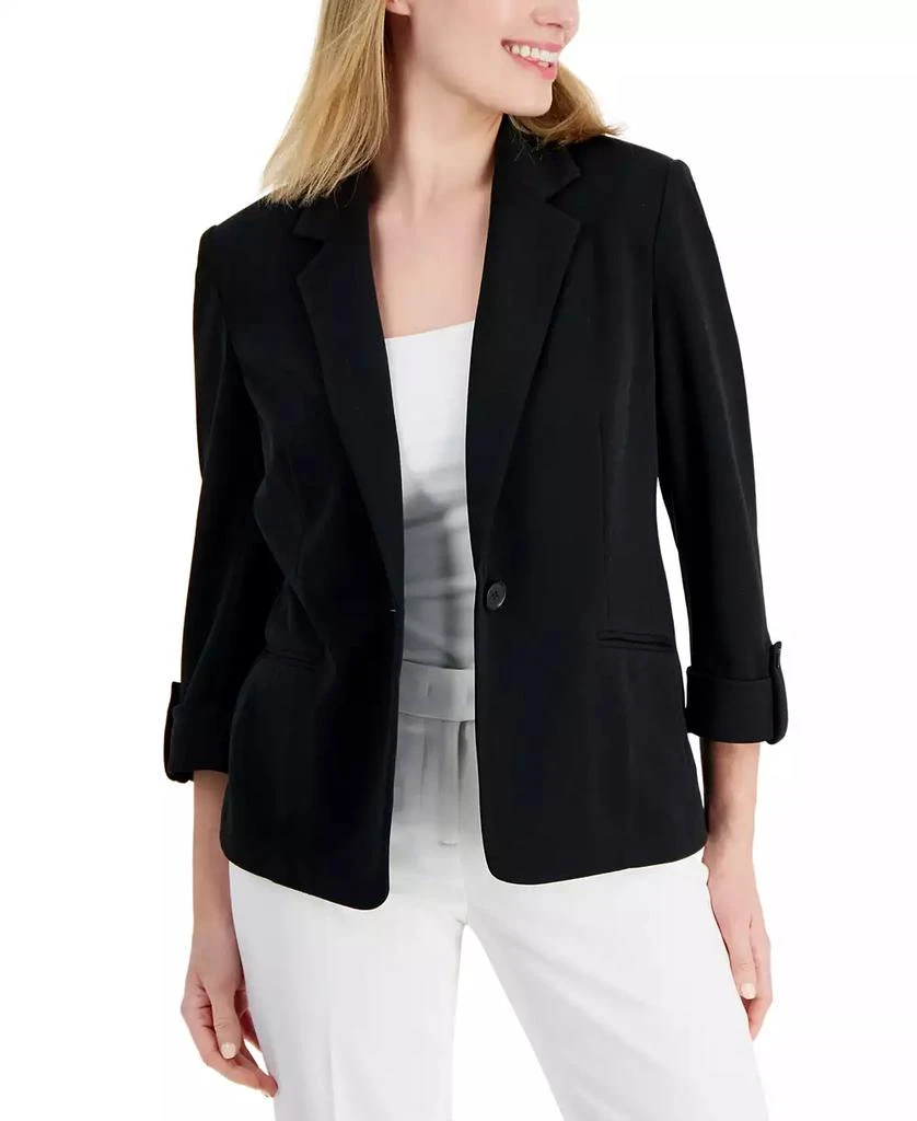 AK Anne Klein Petite 3/4-Sleeve One-Button Blazer 1