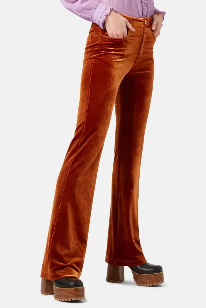 Traffic People Never say goodbye brown velvet flare trousers 3