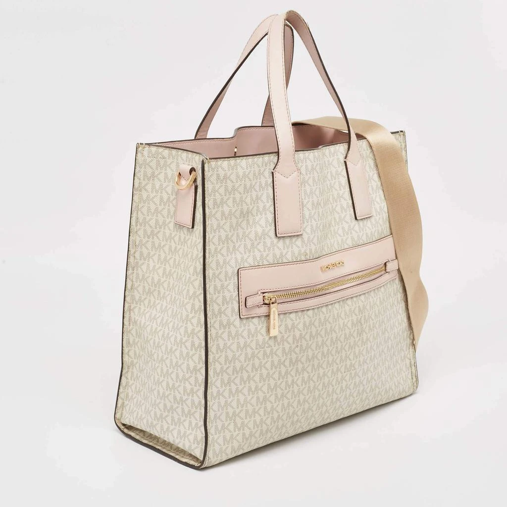 Michael Kors Michael Kors Off White/Pink Signature Coated Canvas Large Kenly Tote 3