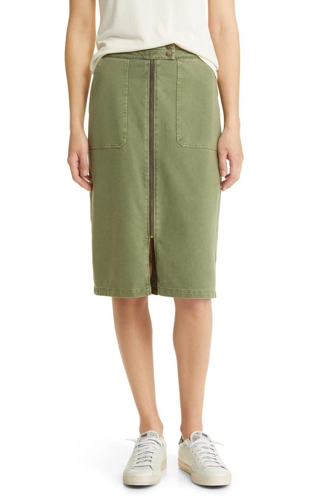 Caslon<sup>®</sup> Relaxed Zip Front Twill Midi Skirt 1