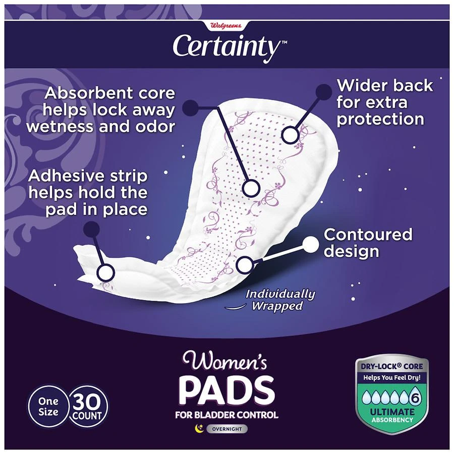 Walgreens Overnight Incontinence Pads, Ultimate Absorbency 6