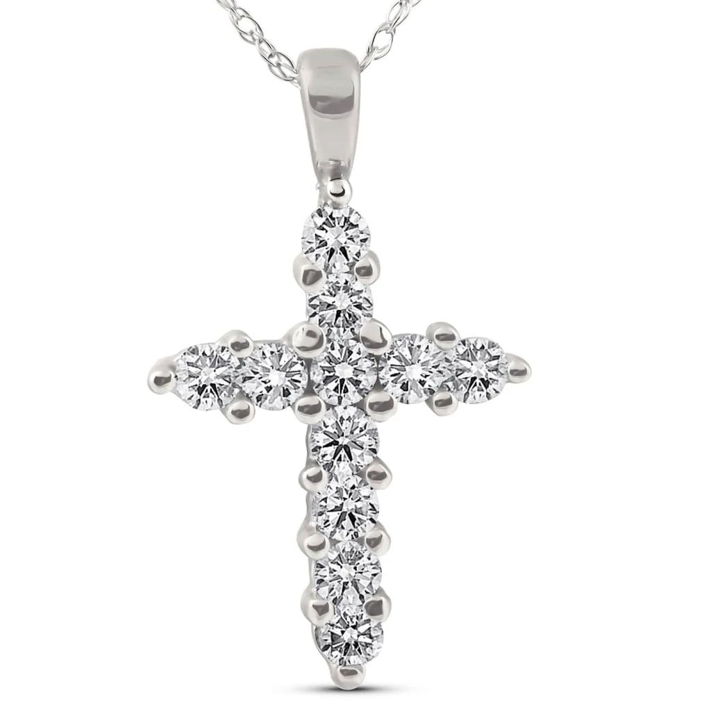 Pompeii3 1/2ct Diamond 14K White Gold Cross Pendant Necklace