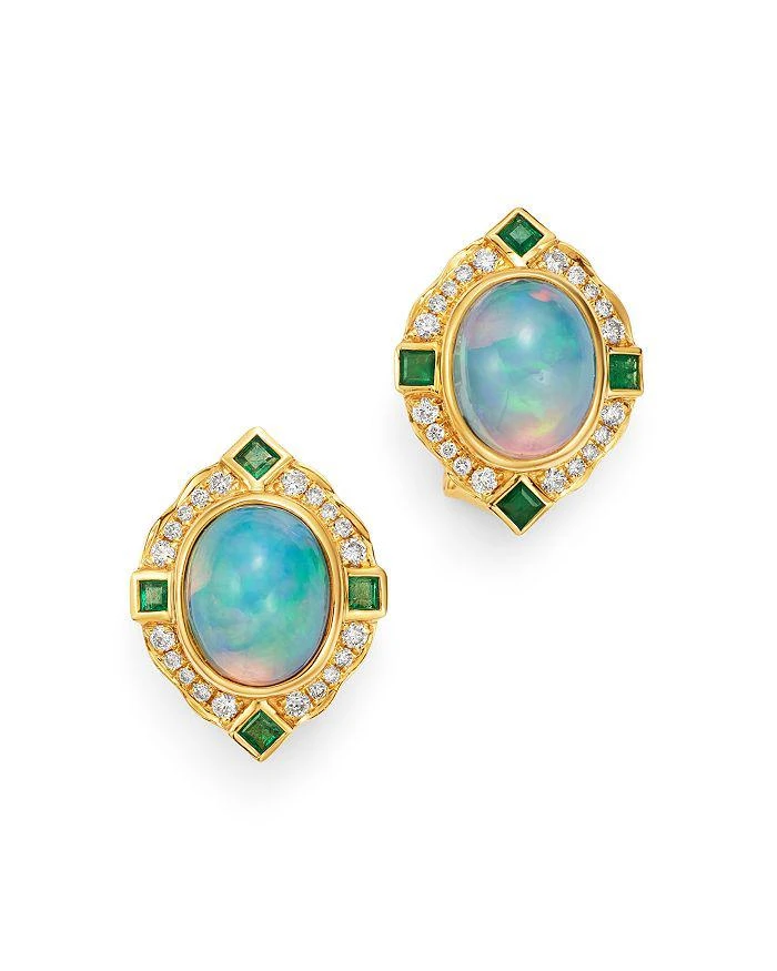 Bloomingdale
s Ethiopian Opal, Emerald
Diamond Earrings in 14K Yellow Gold