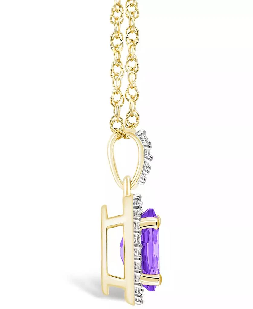 Macy's Amethyst (1-1/5 ct. t.w.) and Lab Grown Sapphire (1/6 ct. t.w.) Halo Pendant Necklace in 10K Yellow Gold 3