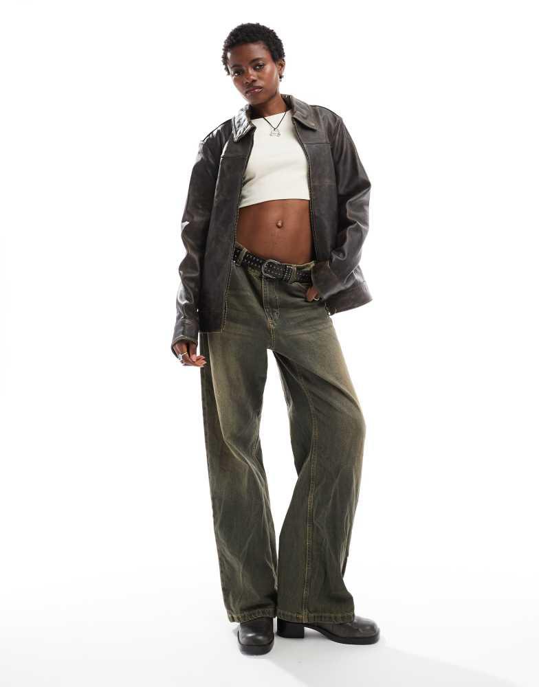 ALLSAINTS (M)ALKAN JACKET all saints Alkan Zip Up Two Tone Leather Jacket Vintage Black