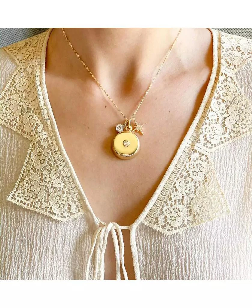 invisaWear Personal Safety Device - Gold Star Burst Charm Necklace with Crystal Pendant 2